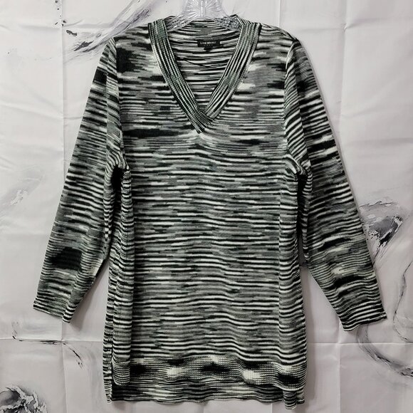 Lane Bryant Women's Plus Size 14/16 Black White Striped V-Neck Tunic Top - Picture 1 of 6